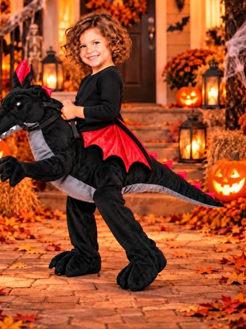 Walmart Flying Dragon Kids Halloween Costume in Black & Red Like New Toddler